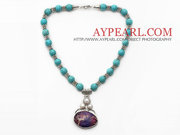 Turquoise Necklace with Imperial Jasper Pendant 